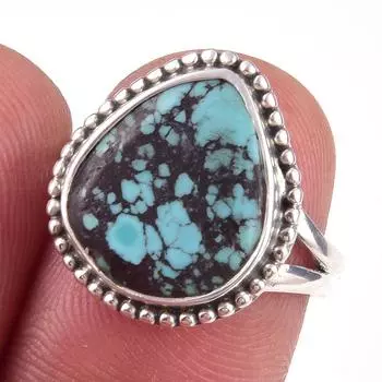 Natural Tibetan Turquoise Gemstone Handmade 925 Sterling Silver Ring Size 6 i7i90