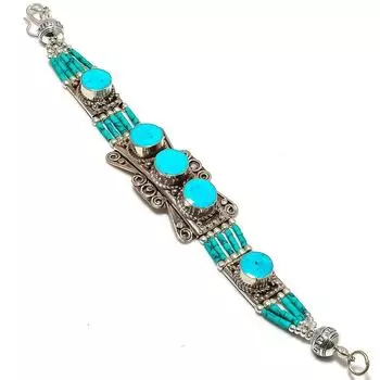 Natural Tibetan Turquoise Gemstone Handmade Bracelet 7-8 u4f32