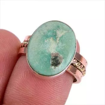 Natural Tibetan Turquoise Gemstone Two Tone 925 Sterling Silver Ring S.6.5 m9c80