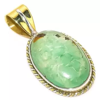 Natural Tibetan Turquoise Two Tone 925 Solid Sterling Silver Pendant 1.40 E7B59