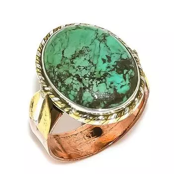 Natural Tibetan Turquoise Two Tone 925 Solid Sterling Silver Gift Ring S.8 F9I60