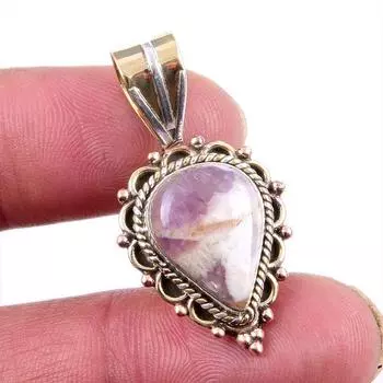 Natural Tiffany Stone 925 Solid Sterling Silver TwoTone Gift Pendant 1.5 l4v77