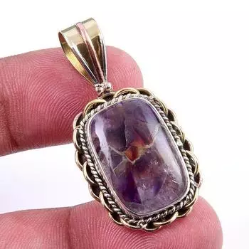 Natural Tiffany Stone 925 Solid Sterling Silver Gift TwoTone Pendant 1.50 h4B12