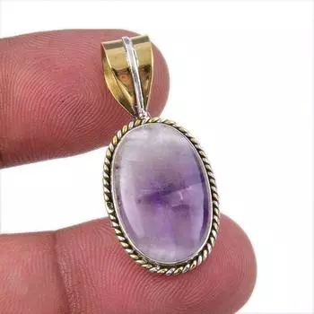 Natural Tiffany Stone 925 Solid Sterling Silver Gift TwoTone Pendant 1.25 q3S55