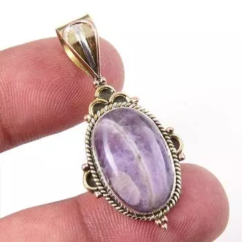Natural Tiffany Stone 925 Solid Sterling Silver Gift TwoTone Pendant 1.50 z6b54