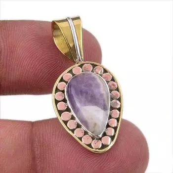 Natural Tiffany Stone 925 Solid Sterling Silver Gift TwoTone Pendant 1.50 u3f78