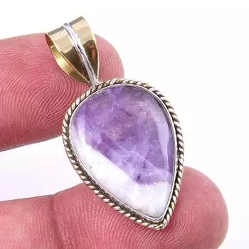 Natural Tiffany Stone 925 Solid Sterling Silver Gift TwoTone Pendant 1.25 e6G35
