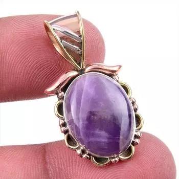 Natural Tiffany Stone 925 Solid Sterling Silver Gift TwoTone Pendant 1.25 p2V49