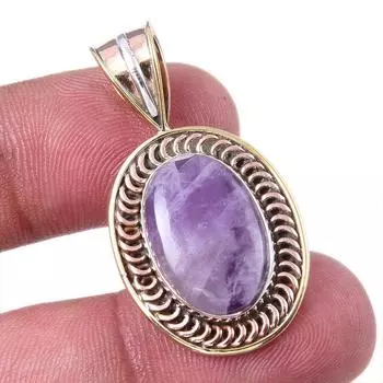 Natural Tiffany Stone 925 Solid Sterling Silver Gift TwoTone Pendant 1.50 M9o20