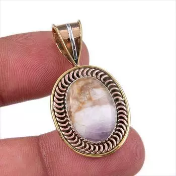 Natural Tiffany Stone 925 Solid Sterling Silver Gift TwoTone Pendant 1.50 R8s41