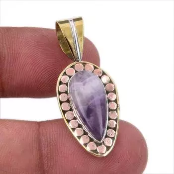 Natural Tiffany Stone 925 Solid Sterling Silver Gift TwoTone Pendant 1.50 m8C85