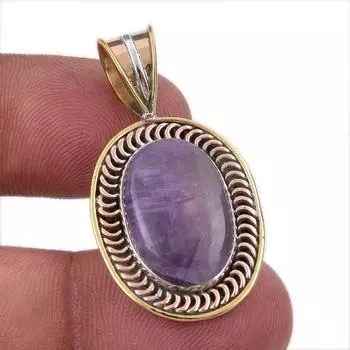 Natural Tiffany Stone 925 Solid Sterling Silver Gift TwoTone Pendant 1.50 o0K34