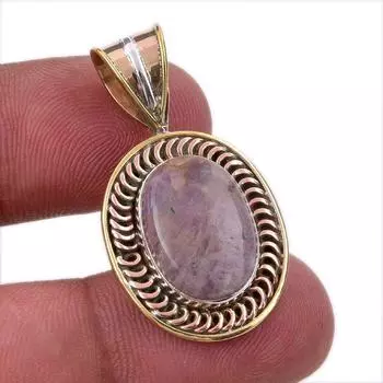 Natural Tiffany Stone 925 Solid Sterling Silver Gift TwoTone Pendant 1.50 H0a59