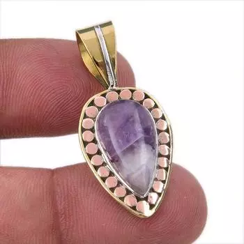 Natural Tiffany Stone 925 Solid Sterling Silver Gift TwoTone Pendant 1.50 Y0f72