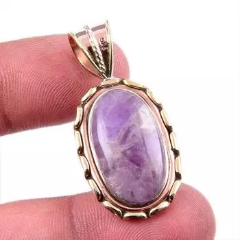 Natural Tiffany Stone 925 Solid Sterling Silver TwoTone Gift Pendant 1.5 M6N38