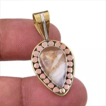 Natural Tiffany Stone 925 Solid Sterling Silver Gift TwoTone Pendant 1.50 q0g88
