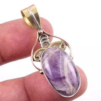 Natural Tiffany Stone 925 Solid Sterling Silver Gift TwoTone Pendant 1.75 M4T17