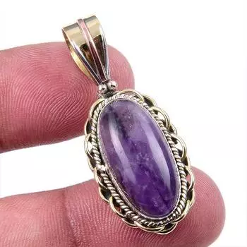 Natural Tiffany Stone 925 Solid Sterling Silver Gift TwoTone Pendant 1.50 M2n70