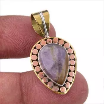 Natural Tiffany Stone 925 Solid Sterling Silver Gift TwoTone Pendant 1.50 u8c57