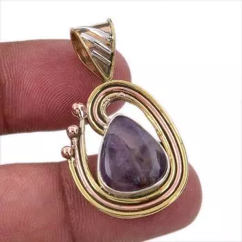 Natural Tiffany Stone 925 Solid Sterling Silver Gift TwoTone Pendant 1.50 h7C29