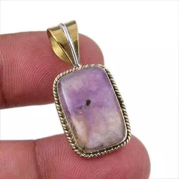 Natural Tiffany Stone 925 Solid Sterling Silver Gift TwoTone Pendant 1.25 a1V09