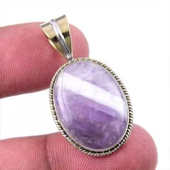 Natural Tiffany Stone 925 Solid Sterling Silver Gift TwoTone Pendant 1.50 E0s14