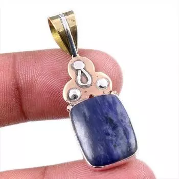 Natural Tiffany Stone 925 Solid Sterling Silver Gift TwoTone Pendant 1.75 Y0Z22