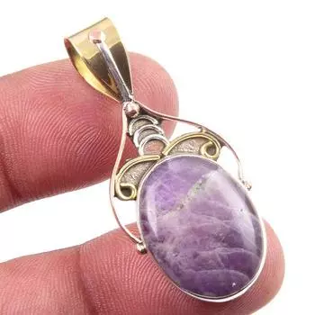 Natural Tiffany Stone 925 Solid Sterling Silver Gift TwoTone Pendant 1.50 b8t58