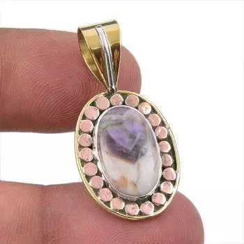 Natural Tiffany Stone 925 Solid Sterling Silver Gift TwoTone Pendant 1.50 W1c59