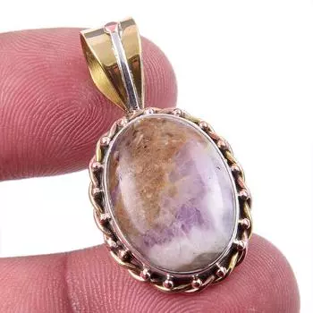 Natural Tiffany Stone 925 Solid Sterling Silver Gift TwoTone Pendant 1.25 L5s51