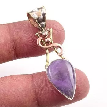 Natural Tiffany Stone 925 Solid Sterling Silver Gift TwoTone Pendant 1.75 j4f03