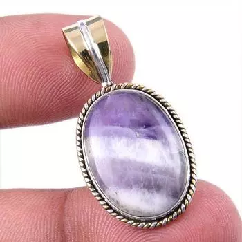 Natural Tiffany Stone 925 Solid Sterling Silver Gift TwoTone Pendant 1.50 F0b59