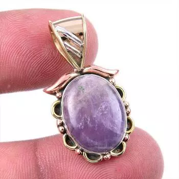Natural Tiffany Stone 925 Solid Sterling Silver Gift TwoTone Pendant 1.25 Y0D88