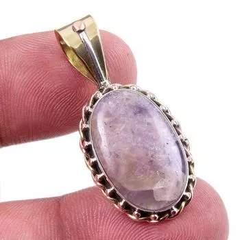 Natural Tiffany Stone 925 Solid Sterling Silver Gift TwoTone Pendant 1.25 F6I77