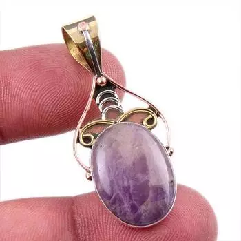 Natural Tiffany Stone 925 Solid Sterling Silver TwoTone Gift Pendant 1.5 u0c71