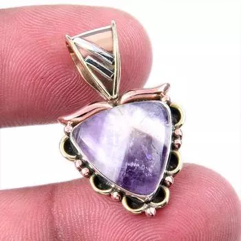 Natural Tiffany Stone 925 Solid Sterling Silver Gift TwoTone Pendant 1.25 h0H16