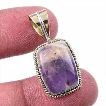 Natural Tiffany Stone 925 Solid Sterling Silver Gift TwoTone Pendant 1.25 k3s65