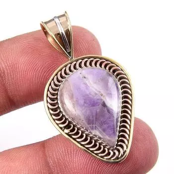 Natural Tiffany Stone 925 Solid Sterling Silver Gift TwoTone Pendant 1.50 h5J29