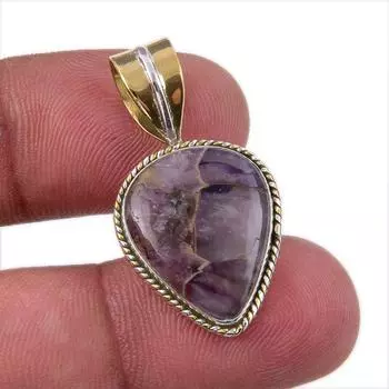 Natural Tiffany Stone 925 Solid Sterling Silver Gift TwoTone Pendant 1.25 U3p96