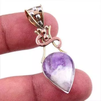 Natural Tiffany Stone 925 Solid Sterling Silver Gift TwoTone Pendant 1.75 O5l24