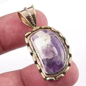Natural Tiffany Stone 925 Solid Sterling Silver Gift TwoTone Pendant 1.50 M4v25