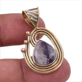 Natural Tiffany Stone 925 Solid Sterling Silver Gift TwoTone Pendant 1.50 p7Y08