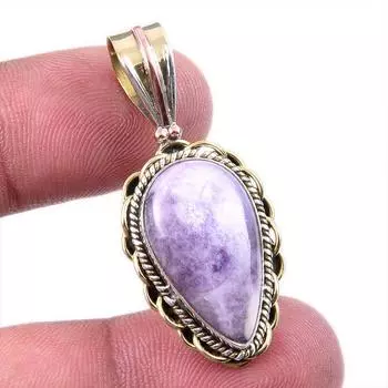 Natural Tiffany Stone 925 Solid Sterling Silver Gift TwoTone Pendant 1.50 Q3q89