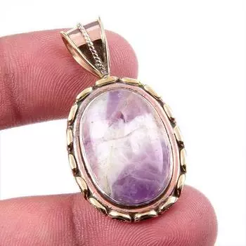 Natural Tiffany Stone 925 Solid Sterling Silver TwoTone Gift Pendant 1.5 u1t79