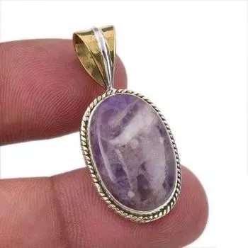 Natural Tiffany Stone 925 Solid Sterling Silver Gift TwoTone Pendant 1.25 P3h39
