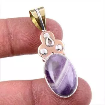 Natural Tiffany Stone 925 Solid Sterling Silver Gift TwoTone Pendant 1.75 Q2Q05