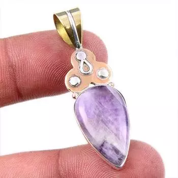 Natural Tiffany Stone 925 Solid Sterling Silver Gift TwoTone Pendant 1.75 D8a66