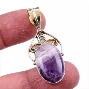 Natural Tiffany Stone 925 Solid Sterling Silver Gift TwoTone Pendant 1.75 B4j47