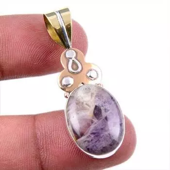 Natural Tiffany Stone 925 Solid Sterling Silver Gift TwoTone Pendant 1.75 q5L60