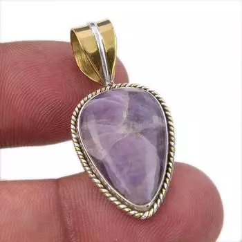 Natural Tiffany Stone 925 Solid Sterling Silver Gift TwoTone Pendant 1.50 q6O44